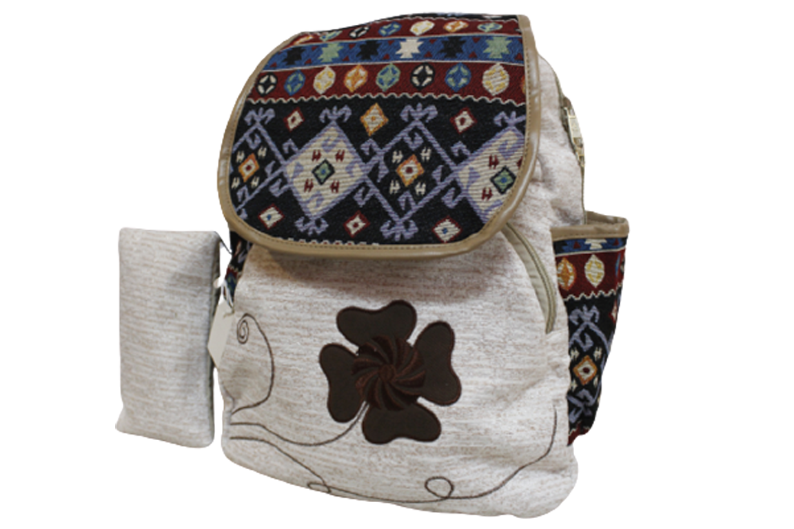 Flower Backpack Bag With Pouch (C-001)