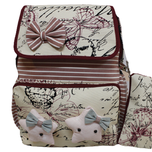 Load image into Gallery viewer, Bow &amp; Star Backpack Bag With Pouch (DHW-922-6)
