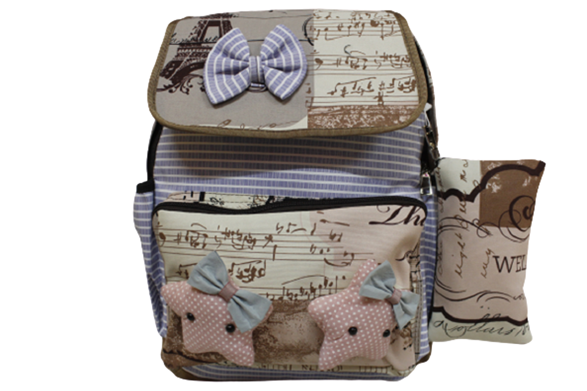 Bow & Star Backpack Bag With Pouch (DHW-922-6)