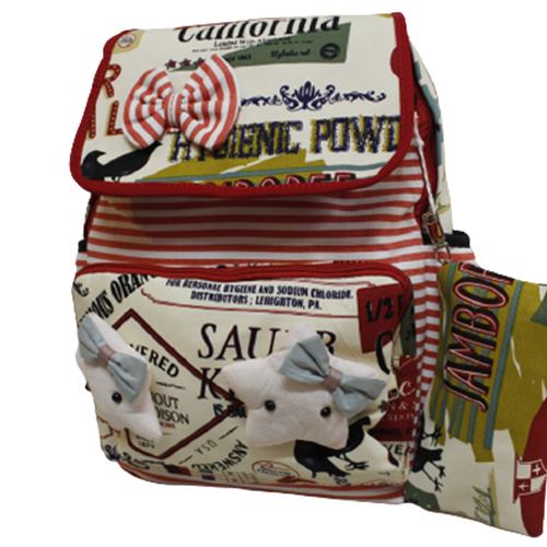 Load image into Gallery viewer, Bow &amp; Star Backpack Bag With Pouch (DHW-922-6)
