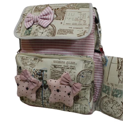 Load image into Gallery viewer, Bow &amp; Star Backpack Bag With Pouch (DHW-922-6)
