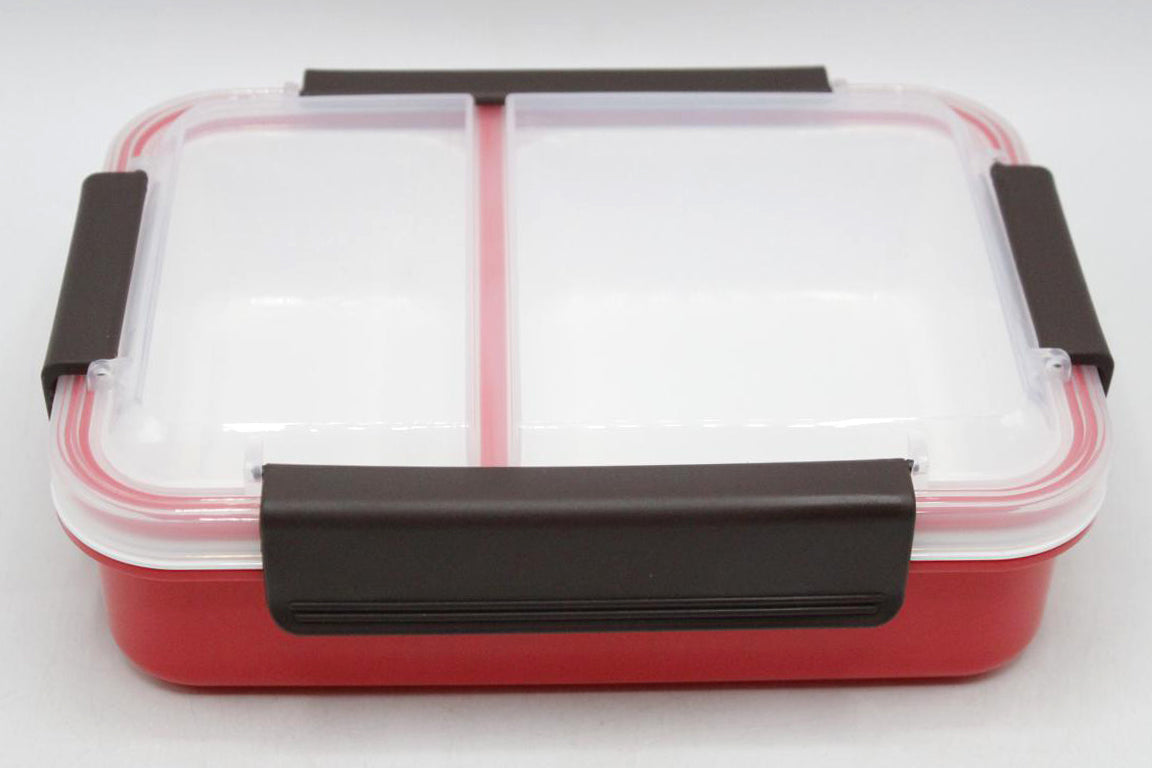 Plain Lunch Box Red With Sealed Partition (8536)
