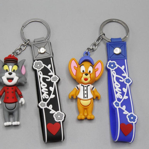 Load image into Gallery viewer, Tom &amp; Jerry Pack of 2 PVC Keychains with Bracelet (KC5367B)
