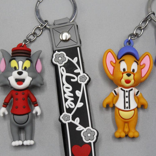 Load image into Gallery viewer, Tom &amp; Jerry Pack of 2 PVC Keychains with Bracelet (KC5367B)
