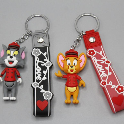 Load image into Gallery viewer, Tom &amp; Jerry Pack of 2 PVC Keychains with Bracelet (KC5367B)

