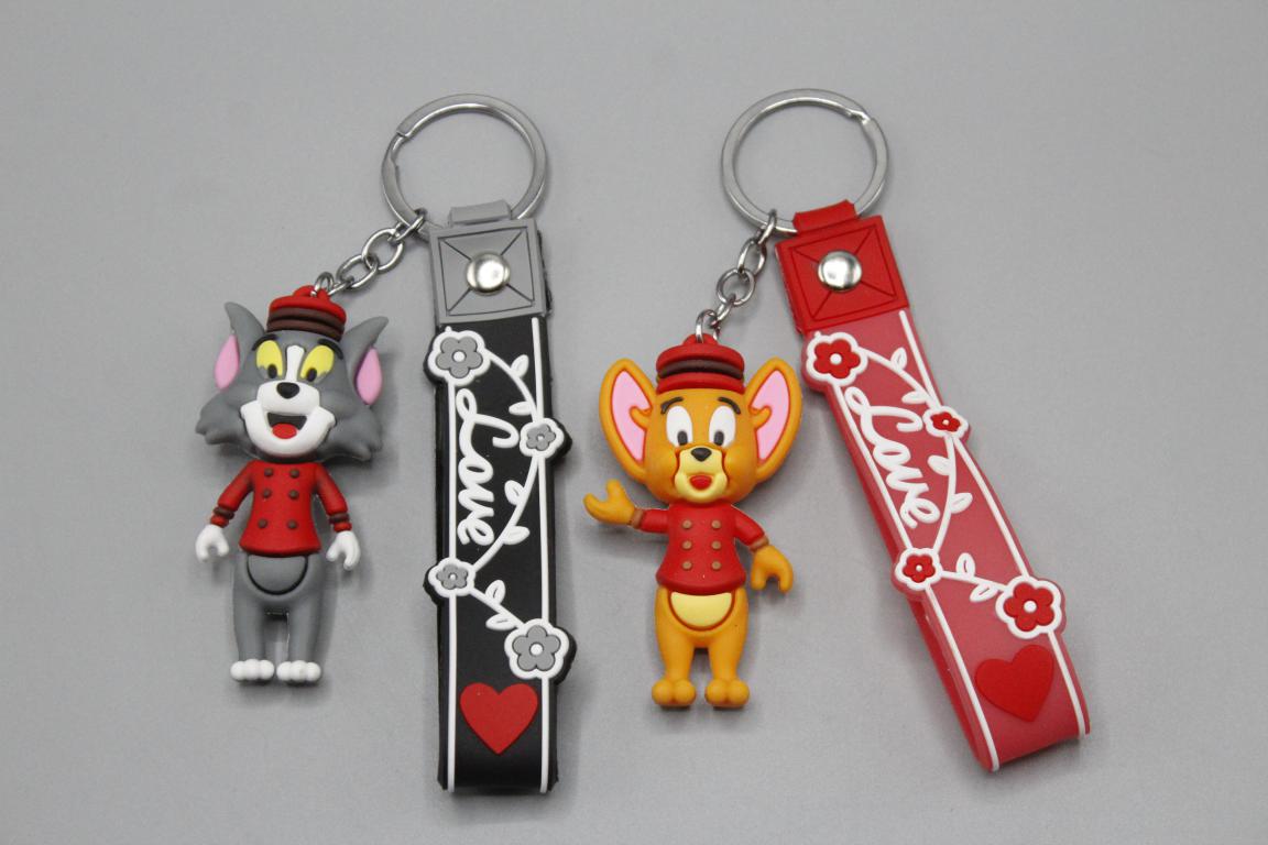 Tom & Jerry Pack of 2 PVC Keychains with Bracelet (KC5367B)