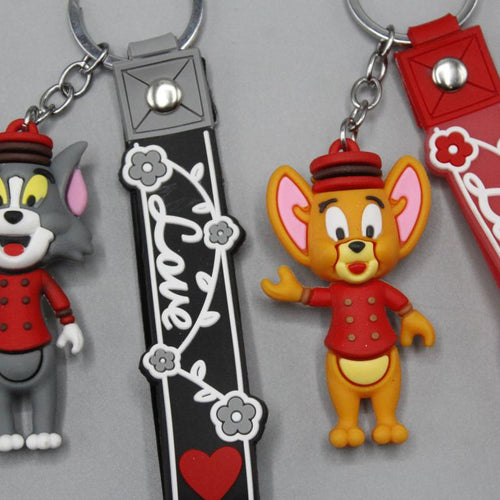 Load image into Gallery viewer, Tom &amp; Jerry Pack of 2 PVC Keychains with Bracelet (KC5367B)
