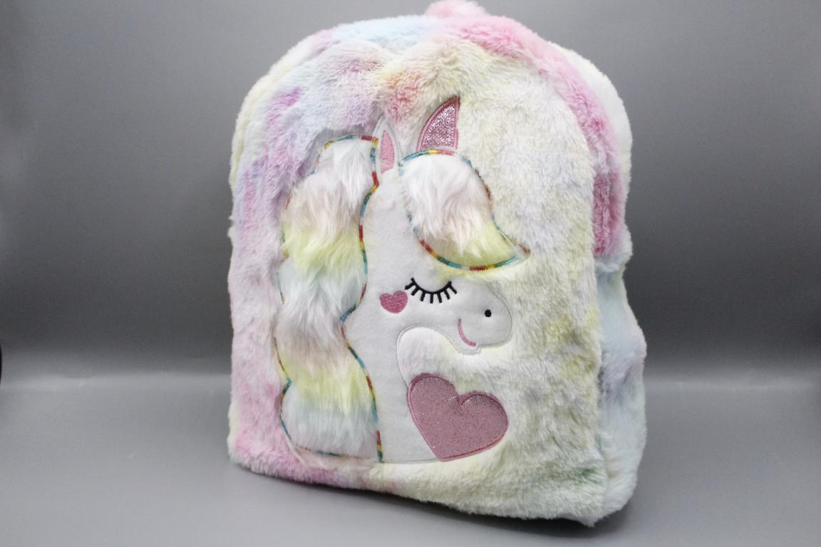 Unicorn Cute Embroidered Plush Backpack Bag Multicolor (SS1084)