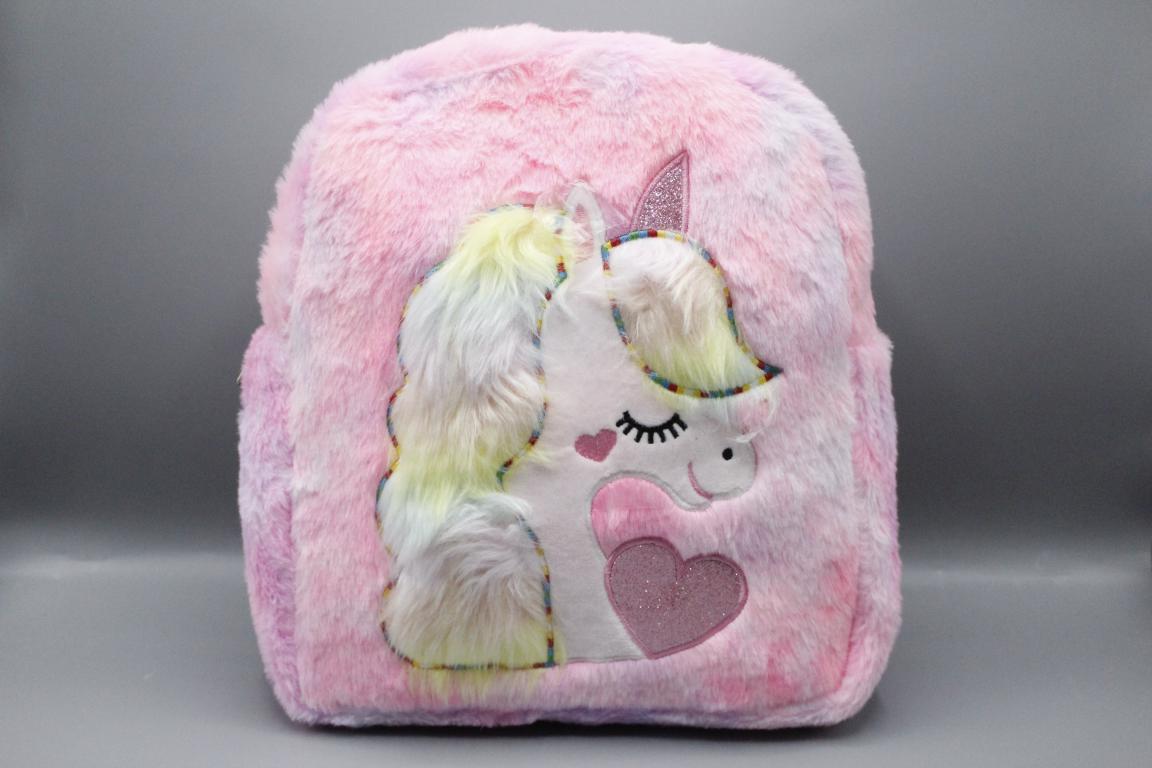 Unicorn Cute Embroidered Plush Backpack Bag Pink (SS1084)