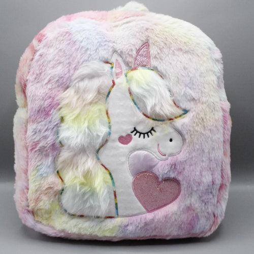 Load image into Gallery viewer, Unicorn Cute Embroidered Plush Backpack Bag Multicolor (SS1084)
