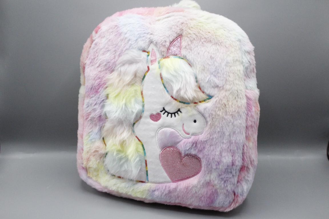 Unicorn Cute Embroidered Plush Backpack Bag Multicolor (SS1084)