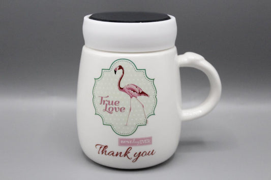 Flamingo Ceramic Mug With Mirrored Lid (G-13C)