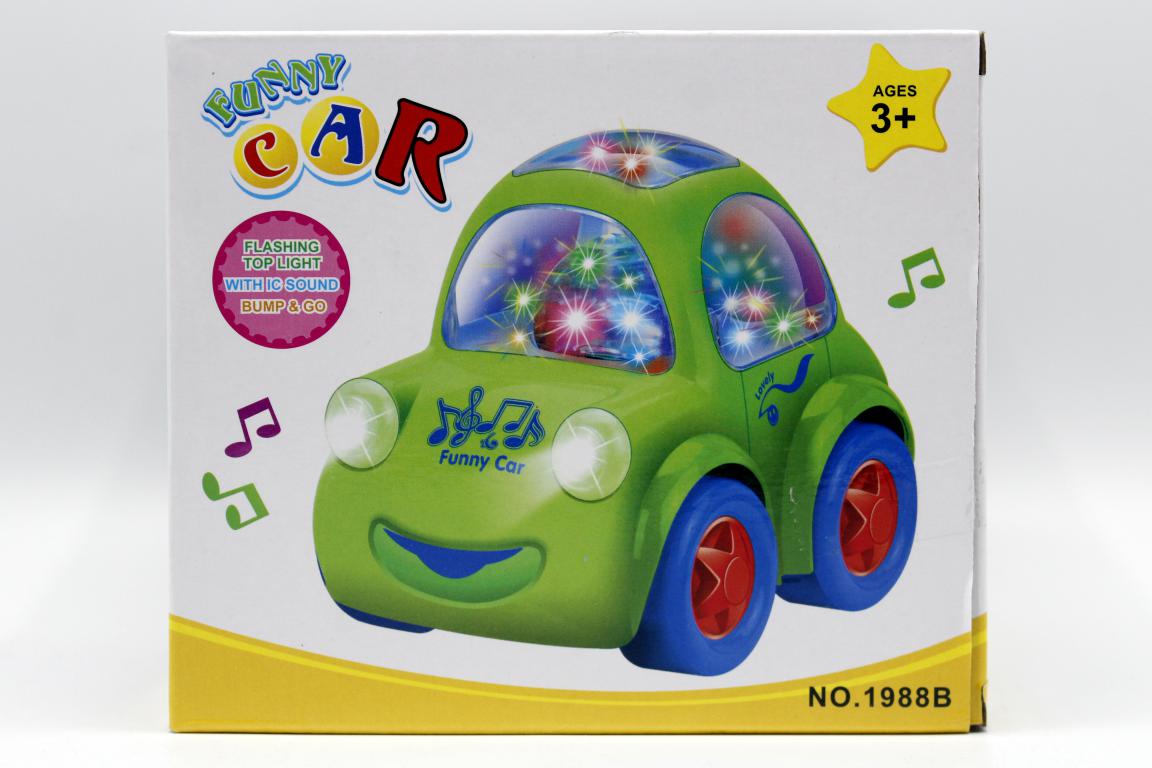 Funny Car Bump & Go With Lights & Sound Battery Operated Toy (1988B)