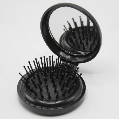 Load image into Gallery viewer, 2 in 1 Portable Hair Brush Folding Comb With Mirror Travel Accessory (KC4075)
