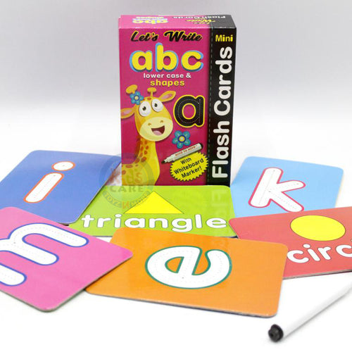 Load image into Gallery viewer, Let&#39;s Write Abc Lower Case &amp; Shapes Mini Flash Cards With Whiteboard Marker
