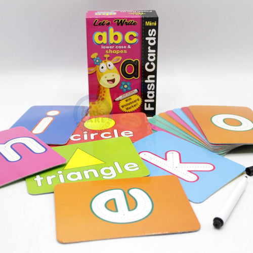 Load image into Gallery viewer, Let&#39;s Write Abc Lower Case &amp; Shapes Mini Flash Cards With Whiteboard Marker
