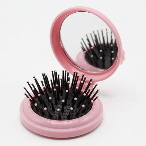 Load image into Gallery viewer, 2 in 1 Portable Hair Brush Folding Comb With Mirror Travel Accessory (KC4075)
