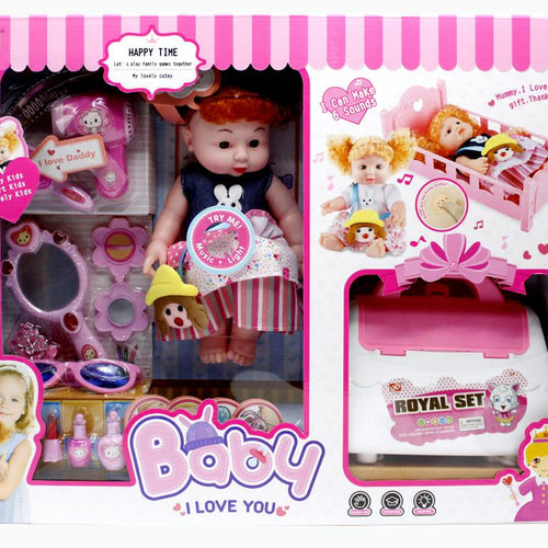 Load image into Gallery viewer, Baby Stuffed Doll Cradle With Makeup Accessories  (6128-1)
