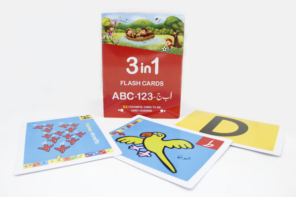 3 In 1 Capital ABC -123 - Alif Bay Jeem Flash Cards (2082)