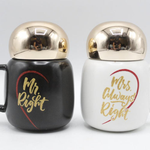 Load image into Gallery viewer, Mr. &amp; Mrs. Ceramic Mug With Lid (S-7)
