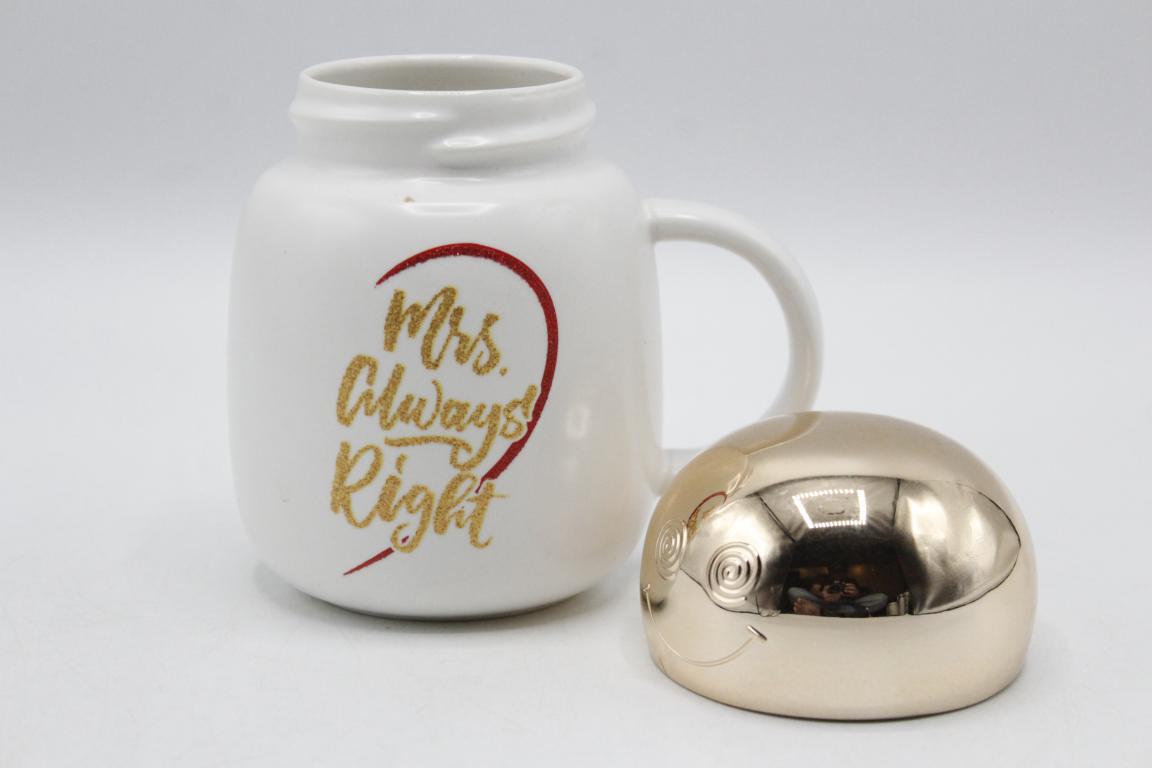 Mr. & Mrs. Ceramic Mug With Lid (S-7)