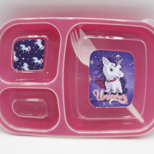 Load image into Gallery viewer, Unicorn Lunch Box With Three Portions &amp; Spork (KC5273)
