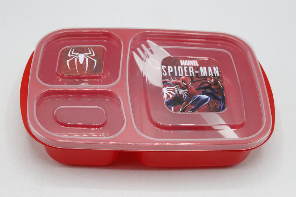 Spider Man Lunch Box With Three Portions & Spork (KC5273)