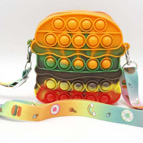 Load image into Gallery viewer, Burger Shaped Pop It Soft Silicone Cross Body Pouch (KC5286)
