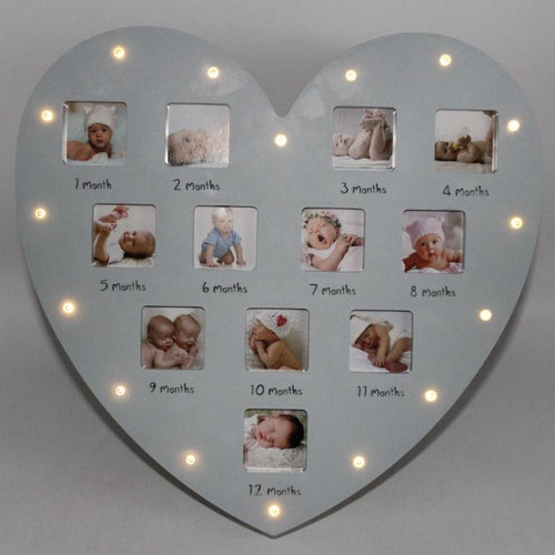 Load image into Gallery viewer, My First Year Photo Frame Heart Shape With Light (1626)
