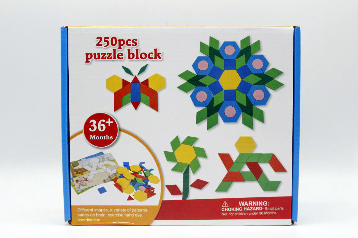 Wooden Pattern Puzzle Blocks – 250 Pcs (KC5067)