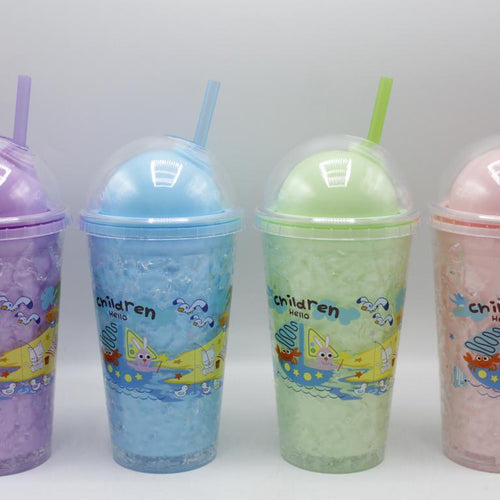 Load image into Gallery viewer, Children Hello Stylish Acrylic Double Wall Tumbler Cup With Straw (3029-6)
