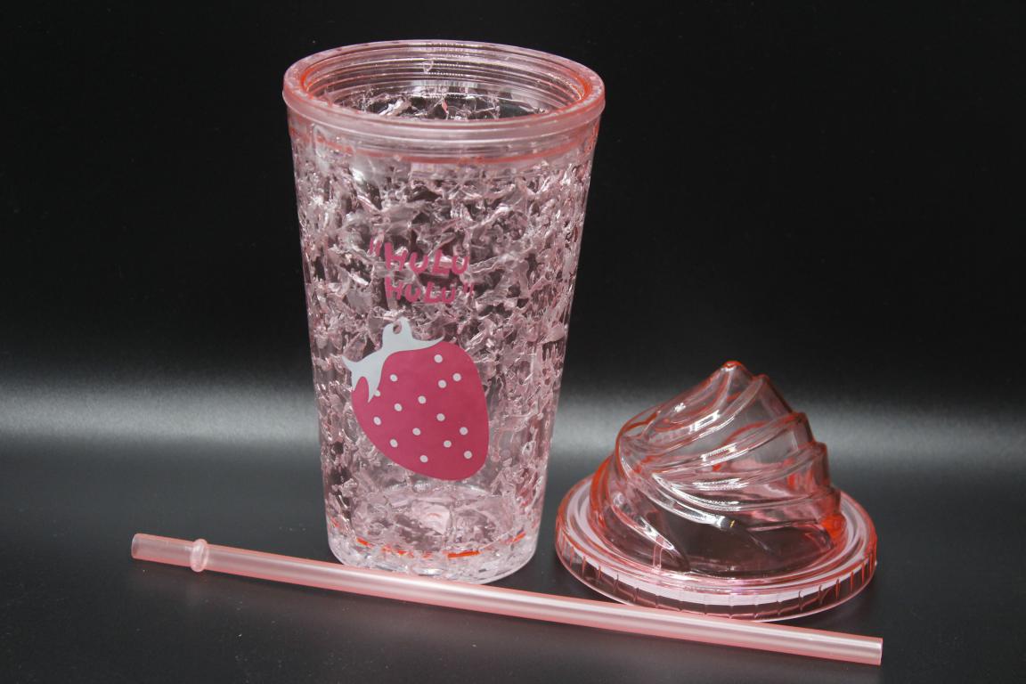 Ice Cream Stylish Acrylic Double Wall Tumbler Cup With Straw (0472)