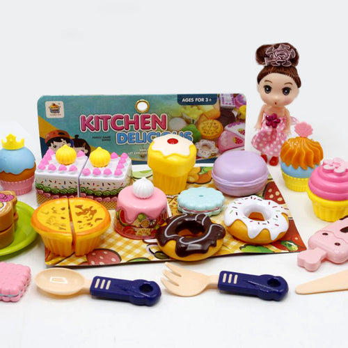 Load image into Gallery viewer, Baking Goods Cake, Donut, Ice Cream Cutting Set With Doll (1018-25)

