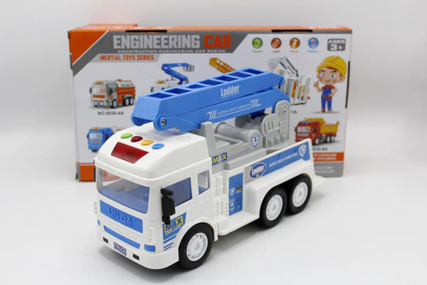 Engineering Car Ladder & Crane Truck Blue With Light & Sound Toy (8030-3A)